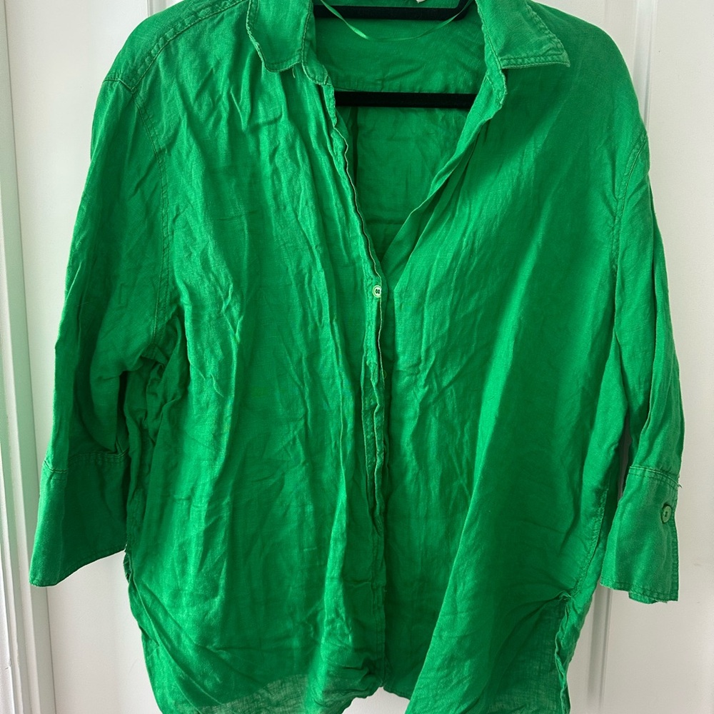 Zara Green linen button up